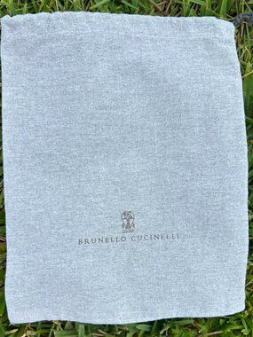 Authentic Brunello Cucinelli Dust Bag Gray Flannel Cotton 11.5x14